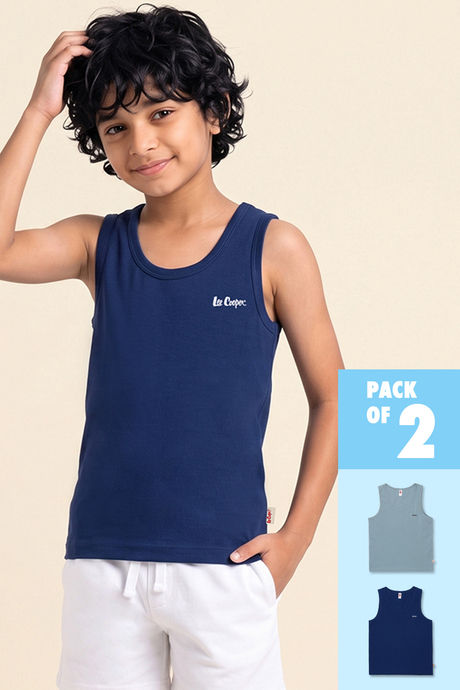 Buy Lee Cooper Boys Solid Vest (Pack of 2) - Multicolor